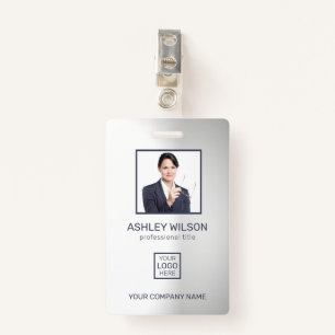 Photo Business ID On Gradient Grey ID Badge