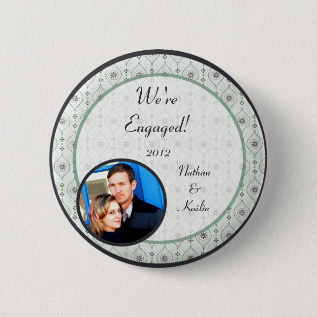 Photo Button Blue Flower Pattern (Front)