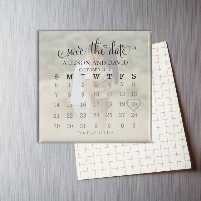 Photo Calendar Heart Save the Date Wedding  Magnet (Creator Uploaded)