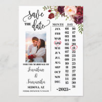 Photo calendar save the date marsala wedding