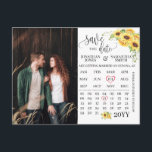 Photo calendar save the date sunflowers wedding postcard<br><div class="desc">Add your own wording into the template,  to change photo and move hearts,  click on personalise,  scroll down and click on link " click to customise further".</div>