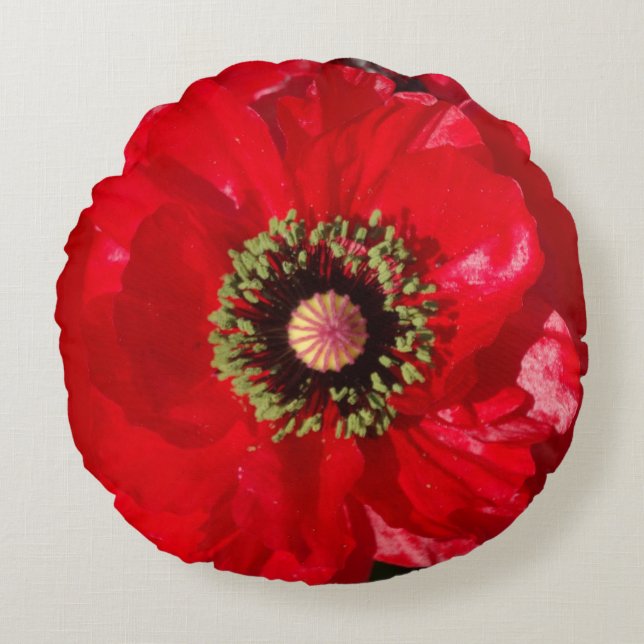 Photo California Red Poppy flower Round Cushion (Front)