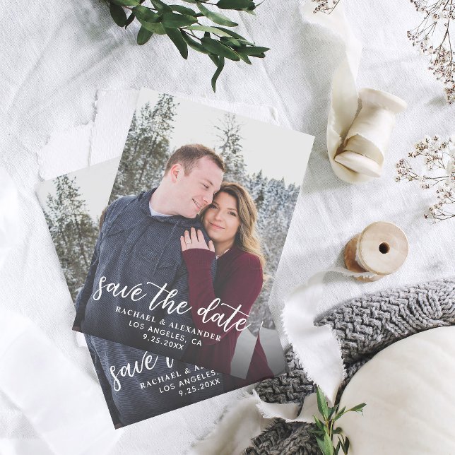Photo & Calligraphy 2B Darker Verti Save the Date Invitation (Creator Uploaded)