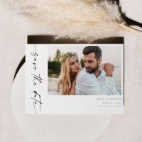 Photo & Calligraphy 4 Mod Horiz Save the Date-Whi