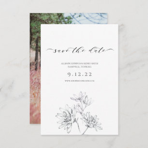 Photo Calligraphy Floral Wedding Save the Date