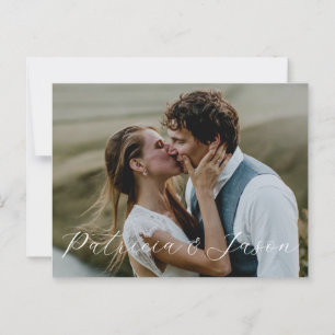 Photo calligraphy minimalist wedding postcard