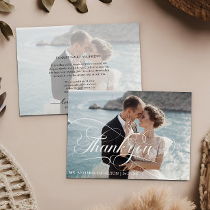 Photo Calligraphy Script Wedding Thank You Card