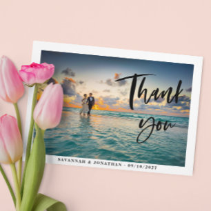 Photo Calligraphy Wedding Thank You Card