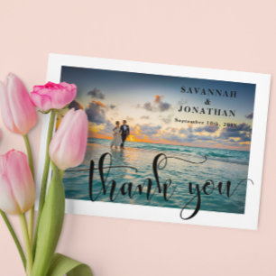 Photo Calligraphy Wedding Thank You Card