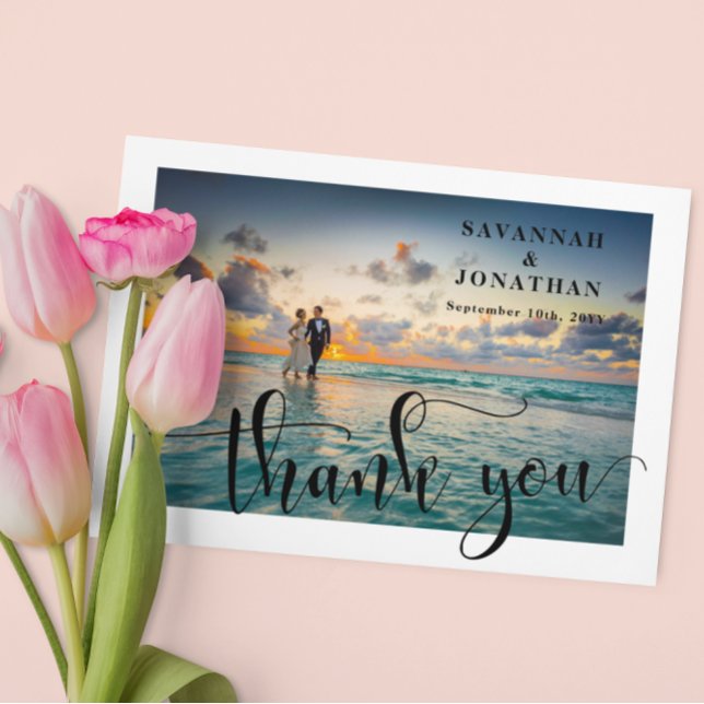 Photo Calligraphy Wedding  Thank You Card (Creator Uploaded)