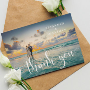 Photo Calligraphy Wedding  Thank You Card