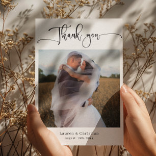 Photo Calligraphy Wedding Thank you Card
