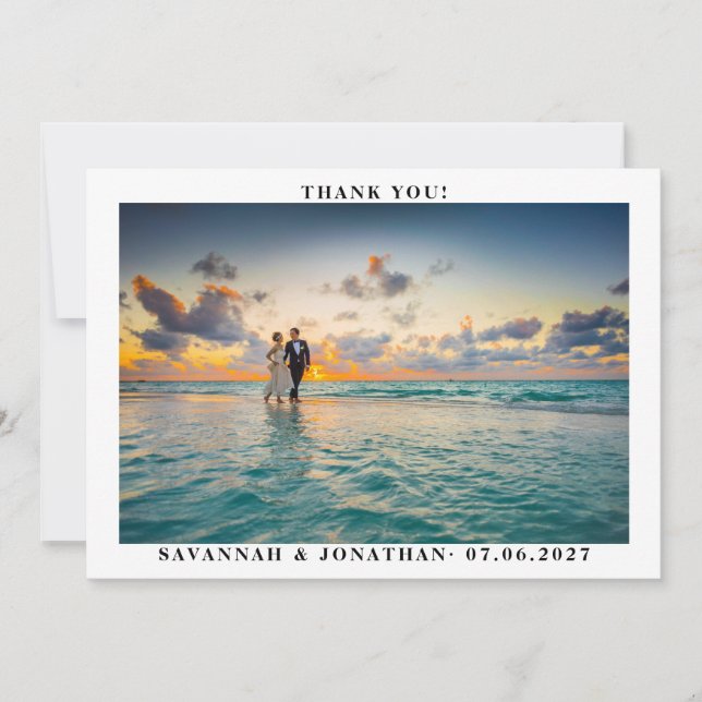 Photo Calligraphy Wedding  Thank You Card (Front)