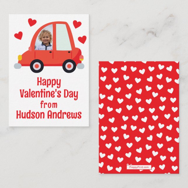 Photo Car Classroom Valentine's Day Cards (Front/Back)