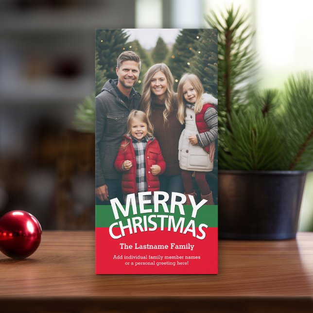 Photo Card: Merry Christmas with 1 large photo Holiday Card (Online Christmas card template, minimal design with 1 photo. Download option available)