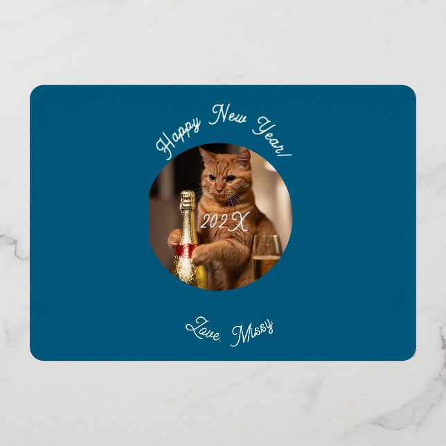 Photo Cat Custom Pet Name New Year (Front)