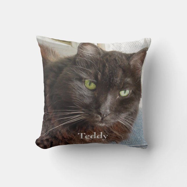 Photo Cat Personalised Name  Cushion (Front)
