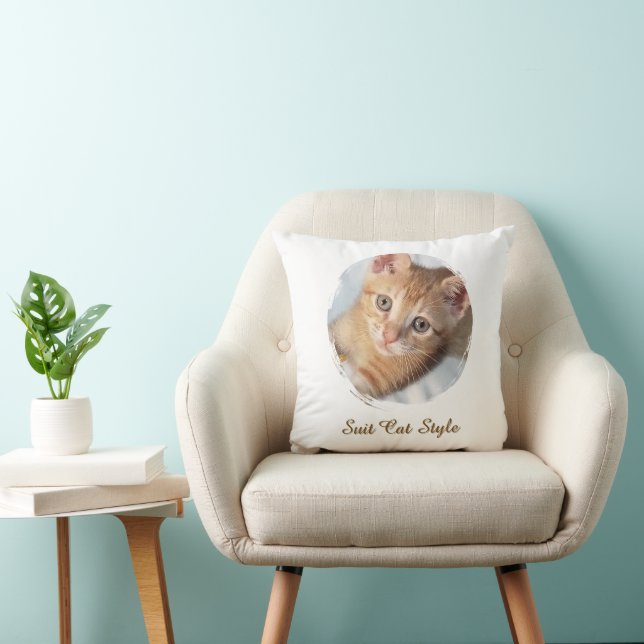 Photo Cat  Text, Replaceable, Funny Cat Style  Cushion (Chair)