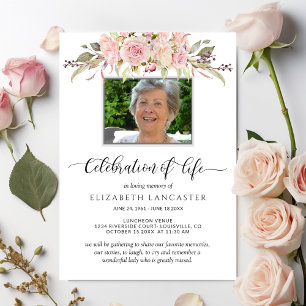 Photo Celebration of Life, Floral Funeral Invite