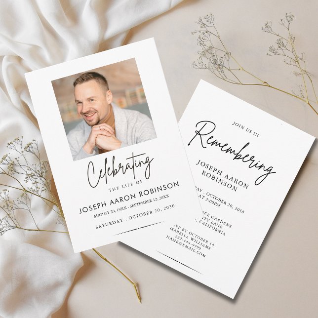 Photo Celebration of Life Funeral Memorial  Invitation (Creator Uploaded)