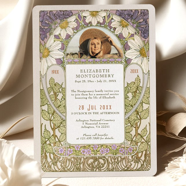 Photo Celebration of Life Marguerite Lavender Invitation (Creator Uploaded)