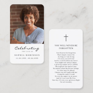 Photo Celebration of Life Memorial Prayer Card