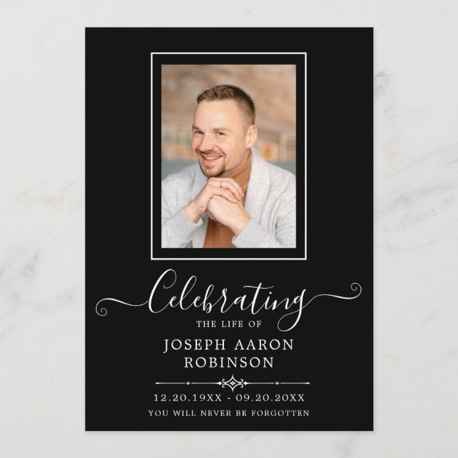 Photo Celebration of Life Order of Service Black Programme (Front)