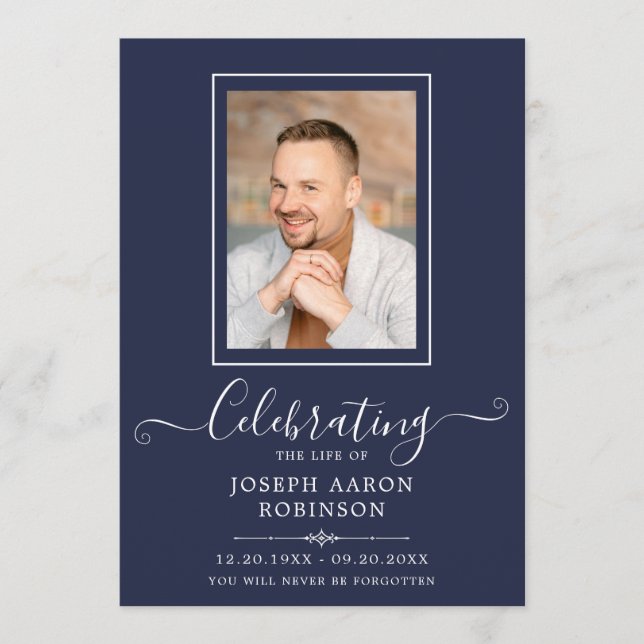 Photo Celebration of Life Order of Service Blue Programme (Front)