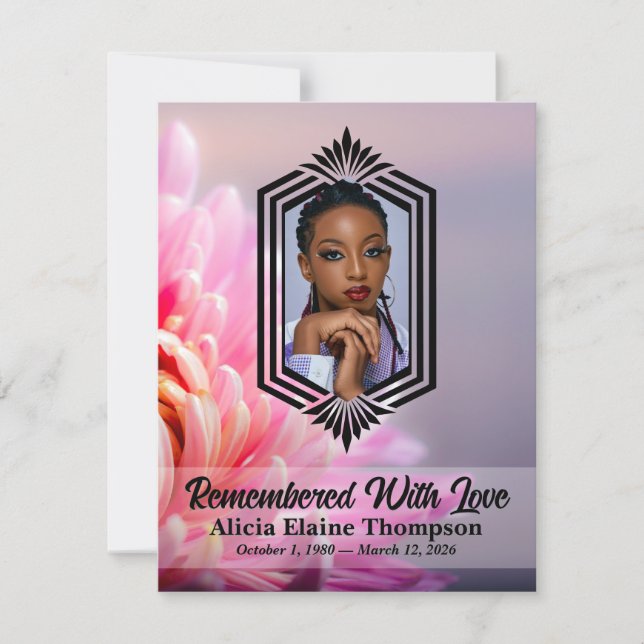 Photo Celebration Program — Pink Chrysanthemum Invitation (Front)