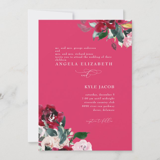 Photo Cerize Floral Elegant Wedding Invitation (Front)
