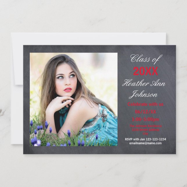 Photo Chalkboard Background - Grad Announcement (Front)