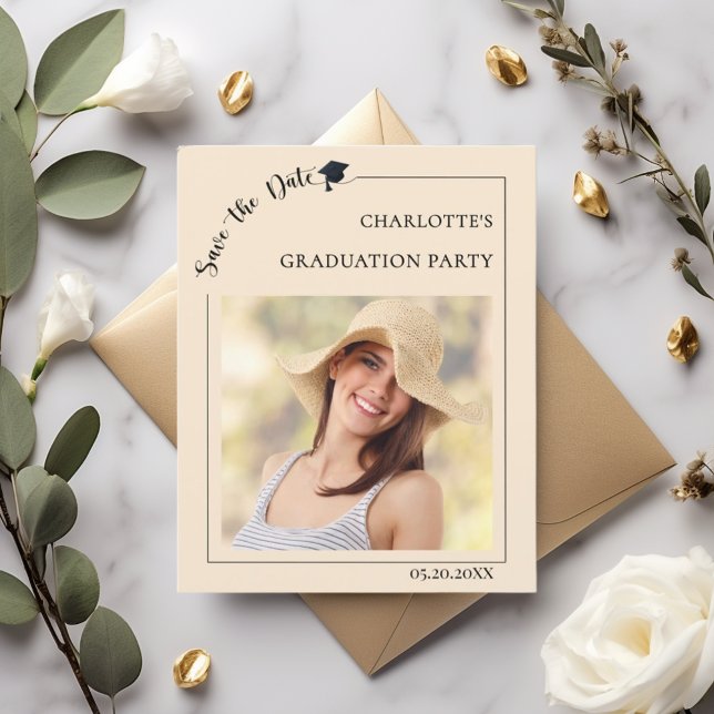 Photo champagne budget Graduation Save the Date Flyer (Creator Uploaded)