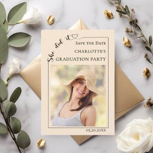 Photo Champagne Graduation party Save the Date