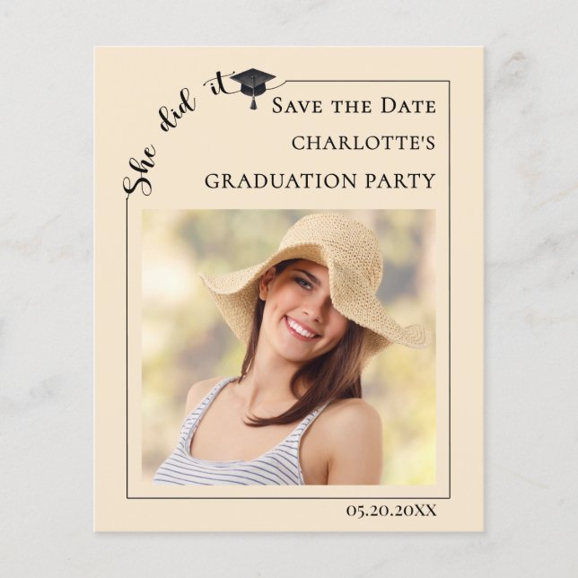Photo Champagne Graduation Save the Date Flyer (Front)