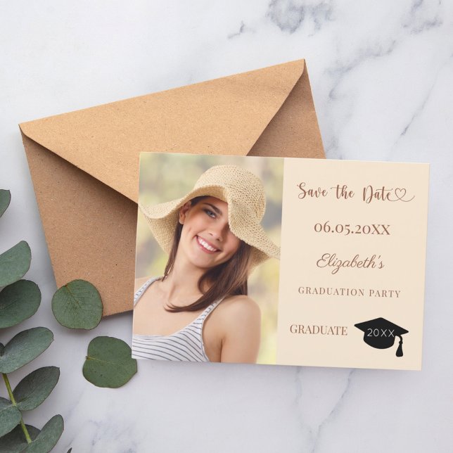 Photo champagne mocha Graduation Save The Date (Creator Uploaded)