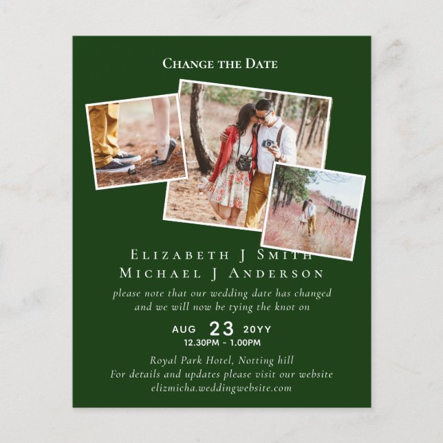 PHOTO Change the Date Plans Postponement ANY Event (Front)