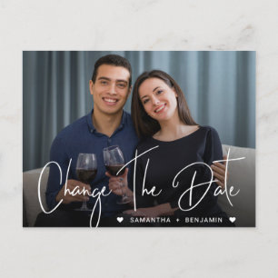 Photo Change The Date Wedding Announcement Postcard