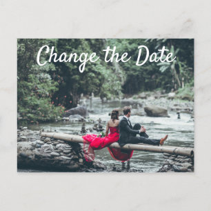 Photo Change the Date Wedding Postponed Cancelled Invitation Postcard
