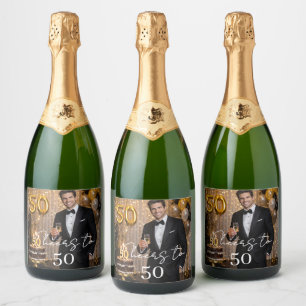 Photo cheers birthday party sparkling wine label