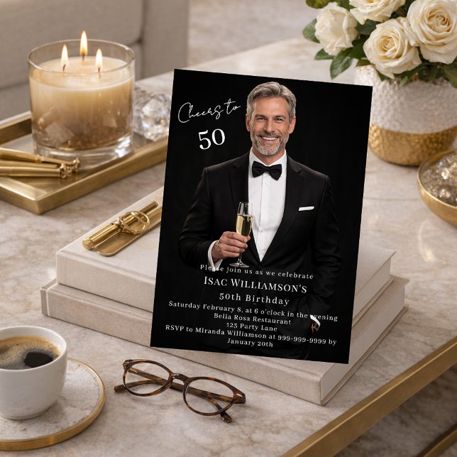 Photo cheers guy birthday invitation (Creator Uploaded)