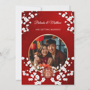 Photo Cherry Blossom Chinese Wedding Invitation