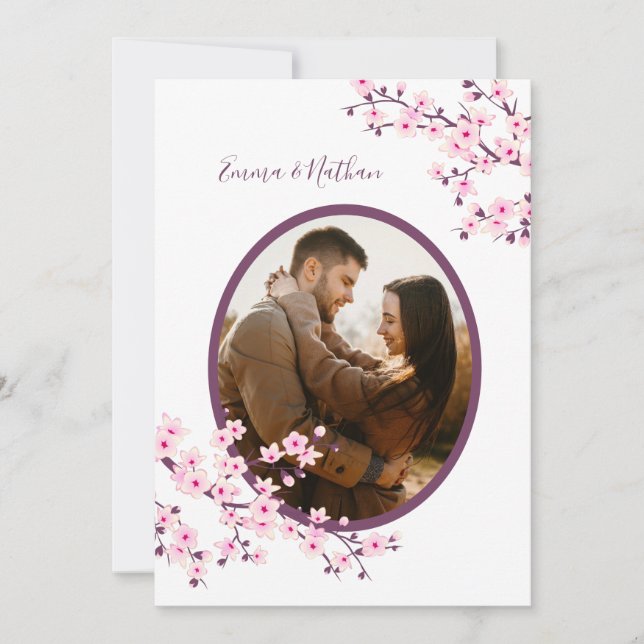 Photo Cherry Blossom Wedding Invitation (Front)