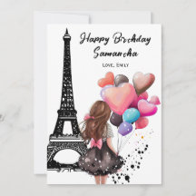 Photo Chic Eiffel Tower, Heart Balloons Birthday