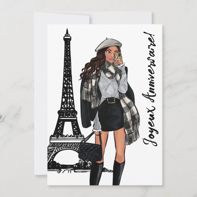 Photo Chic Eiffel Tower, Trendy Paris Birthday Card (Front)