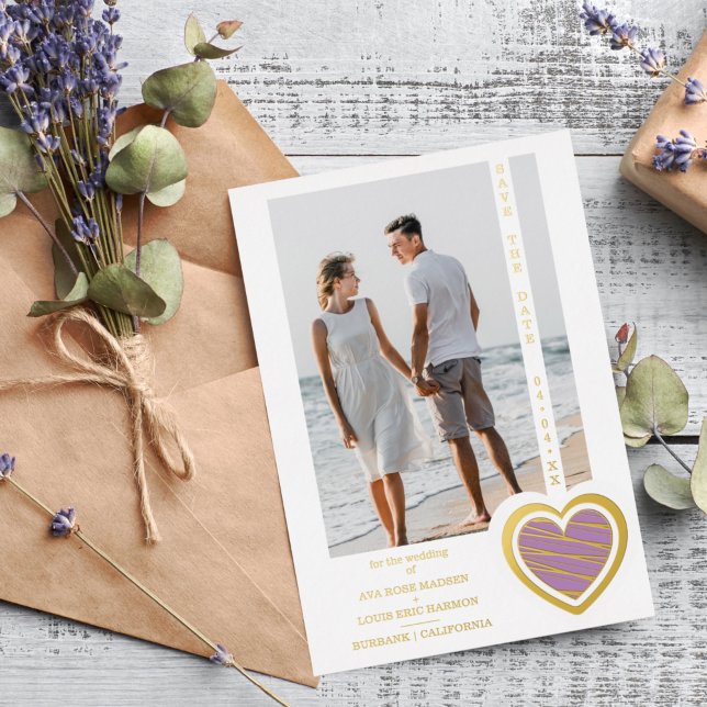 Photo Chic Elegant Lilac & Golden Heart Couple (Creator Uploaded)