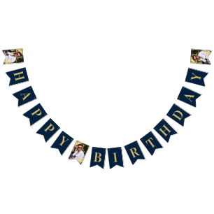 Photo Chic Navy Gold Happy Birthday Bunting