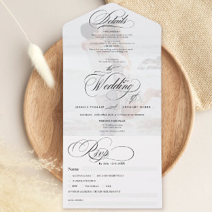 Photo chic simple elegant calligraphy wedding all in one invitation