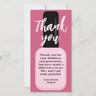 Photo Chic Trendy Modern Pink Nail Polish Thank You Card