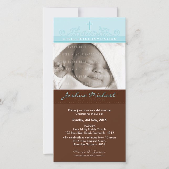PHOTO CHRISTENING INVITATIONS :: elegant 1 (Front)