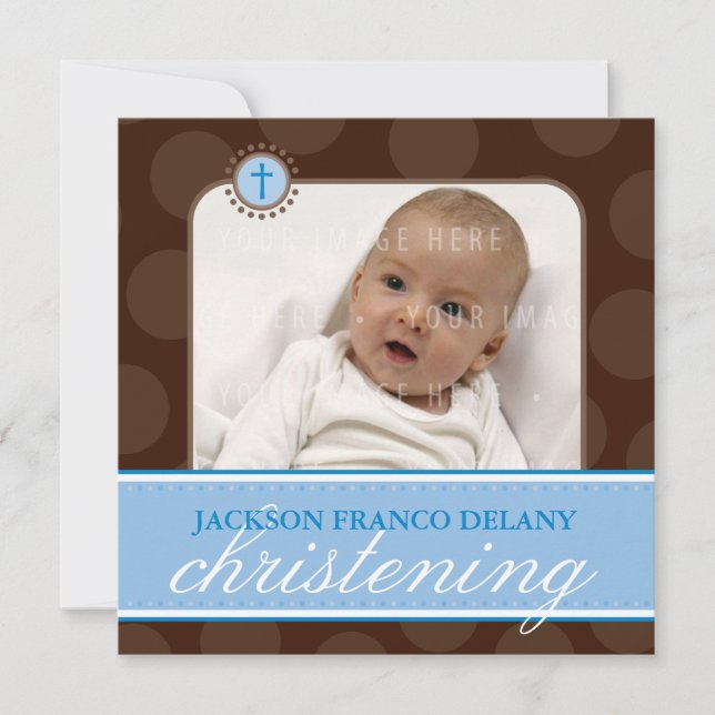 PHOTO CHRISTENING INVITES :: polkadot 6SQ (Front)